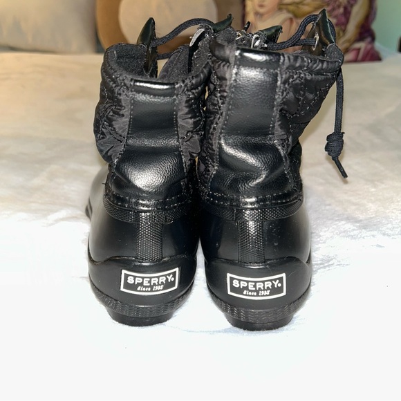Sperry black waterproof rubber boot quilted top size 10M winter work wear - Picture 6 of 8